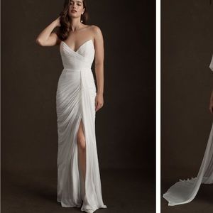 Watters Lupine Strapless Sweetheart Mesh Sheath Wedding Gown